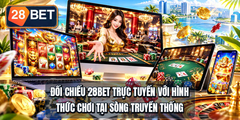 Đối chiếu 28bet trực tuyến với hình thức chơi tại sòng truyền thống